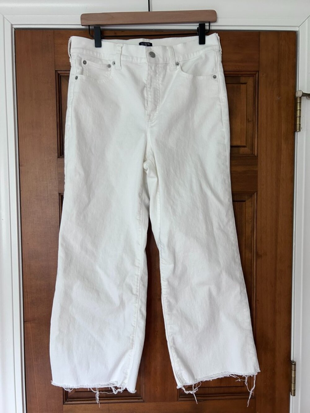 JCrew Wide-leg Cropped Jean in All-Day Stretch in Seashell White